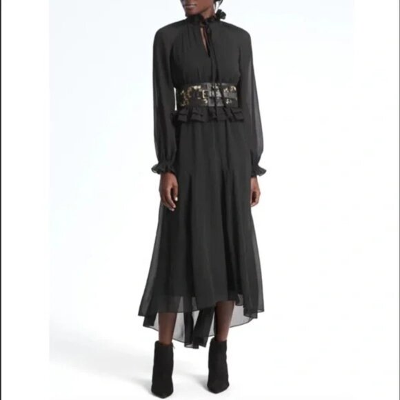 Banana Republic x Olivia Palermo Chiffon Tie-Neck Maxi Dress Size Small NWOT - Picture 1 of 7